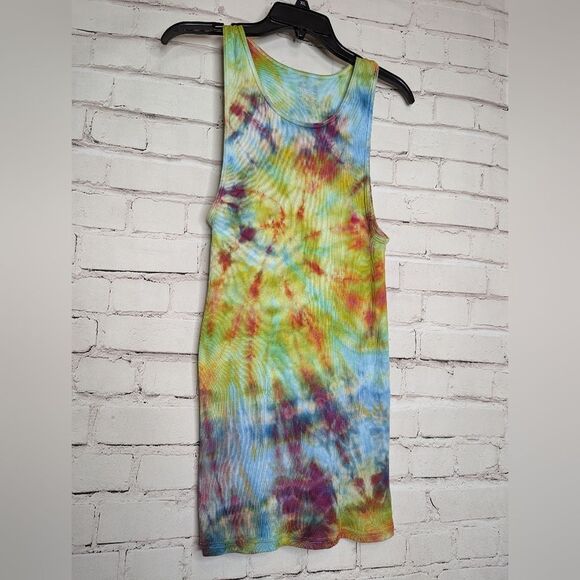 Sz XL OOAK ribbed tank ice dyed! - Picture 1 of 7